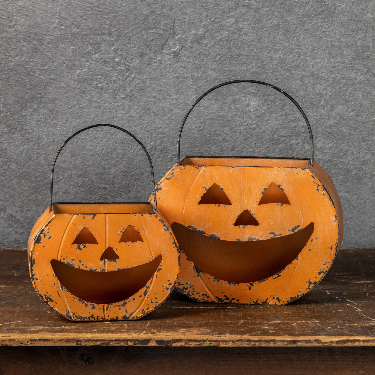 Happy Jack O Lantern Metal Bucket