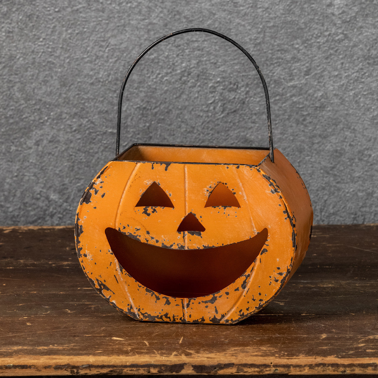 Happy Jack O Lantern Metal Bucket