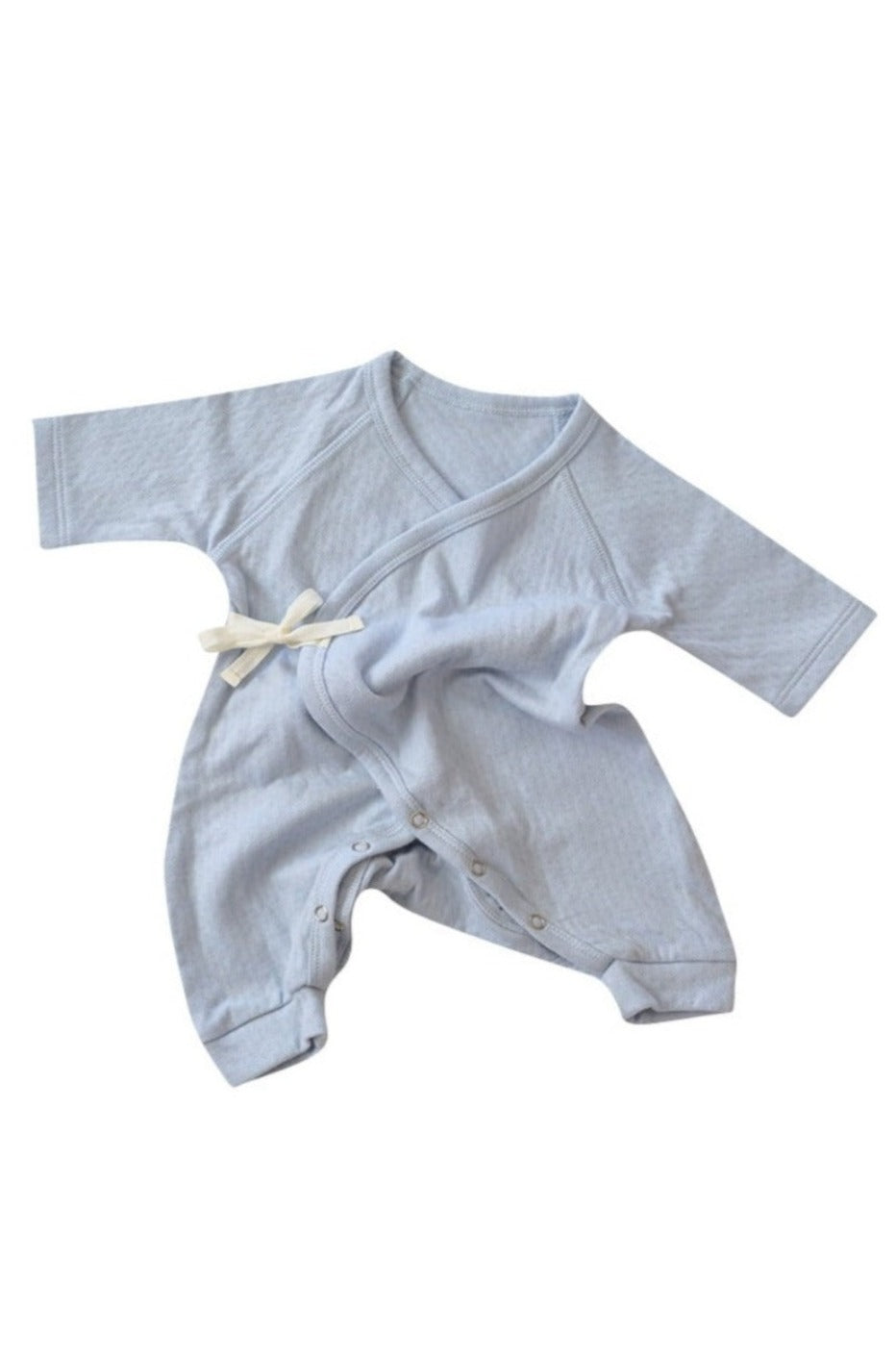 Soft Blue Pointelle Baby Kimono Onesie