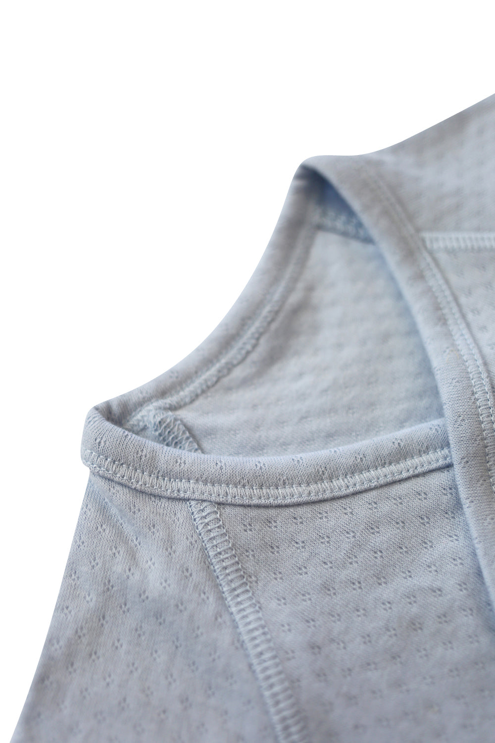 Soft Blue Pointelle Baby Kimono Onesie