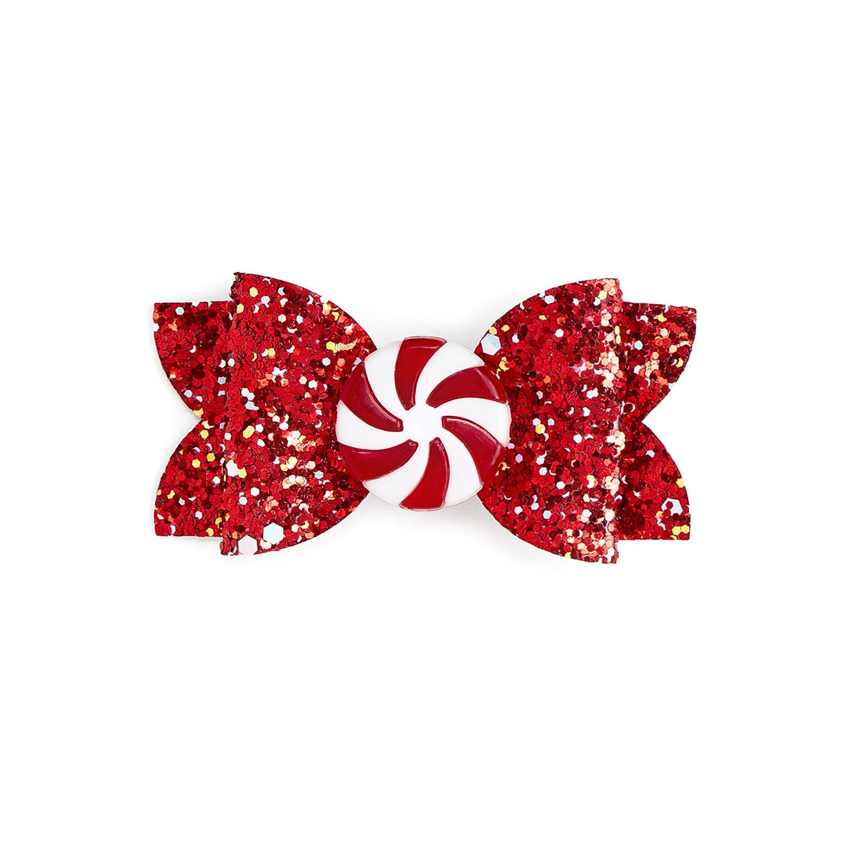 Peppermint Glitter Christmas Bow Clip