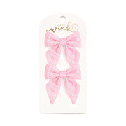 Pink Bandana Western Bow Clip Set