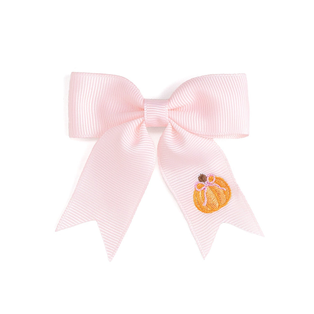 Pumpkin Embroidered Bow Clip