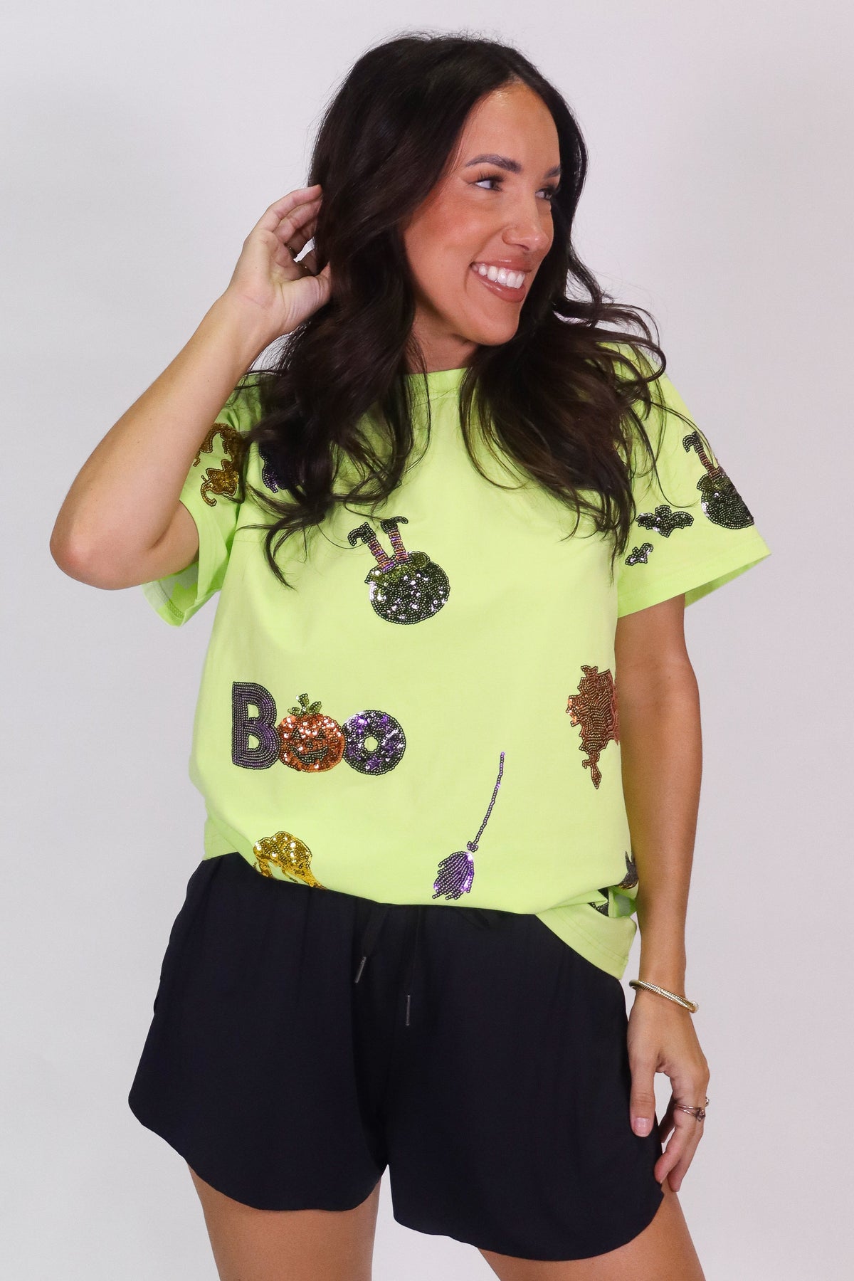 Sisters Of Salem Sequin Halloween Tee - Women's