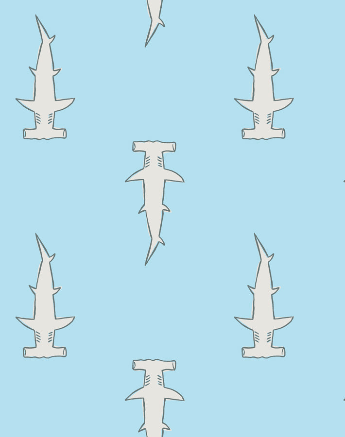 'hammerheads' Wallpaper By Tea Collection - Baby Blue