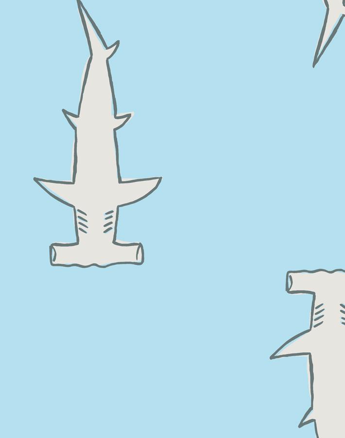 'hammerheads' Wallpaper By Tea Collection - Baby Blue