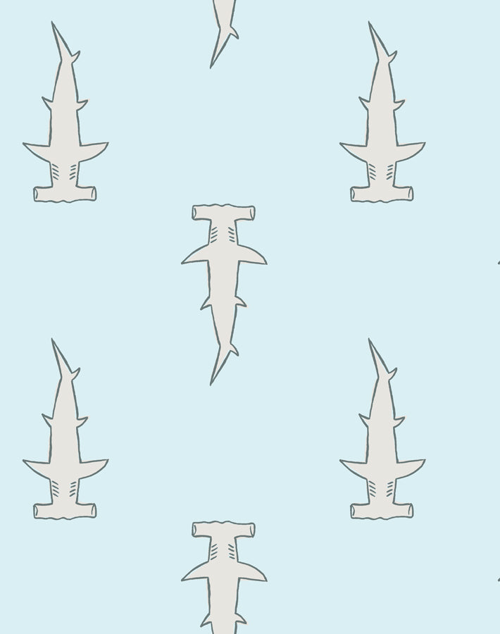 'hammerheads' Wallpaper By Tea Collection - Pale Blue