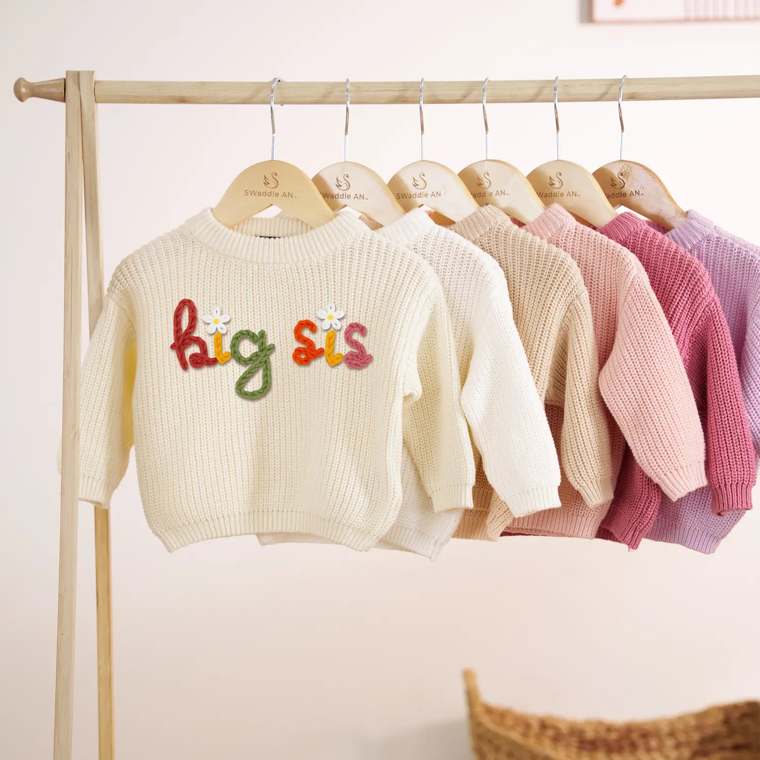 Hand-embroidered Big Sis Knit Sweater