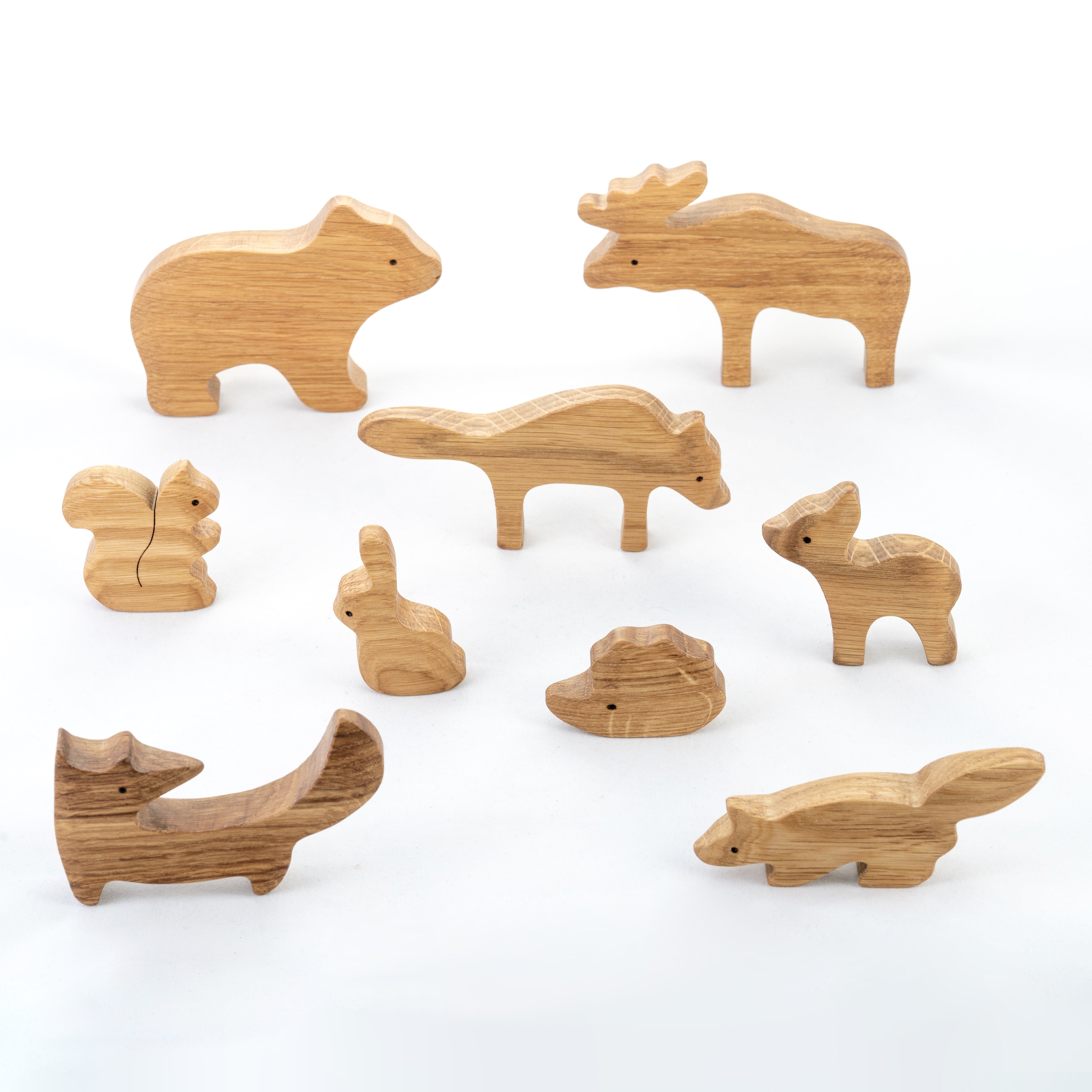 Natural Wooden Forest Animals Set Of 9