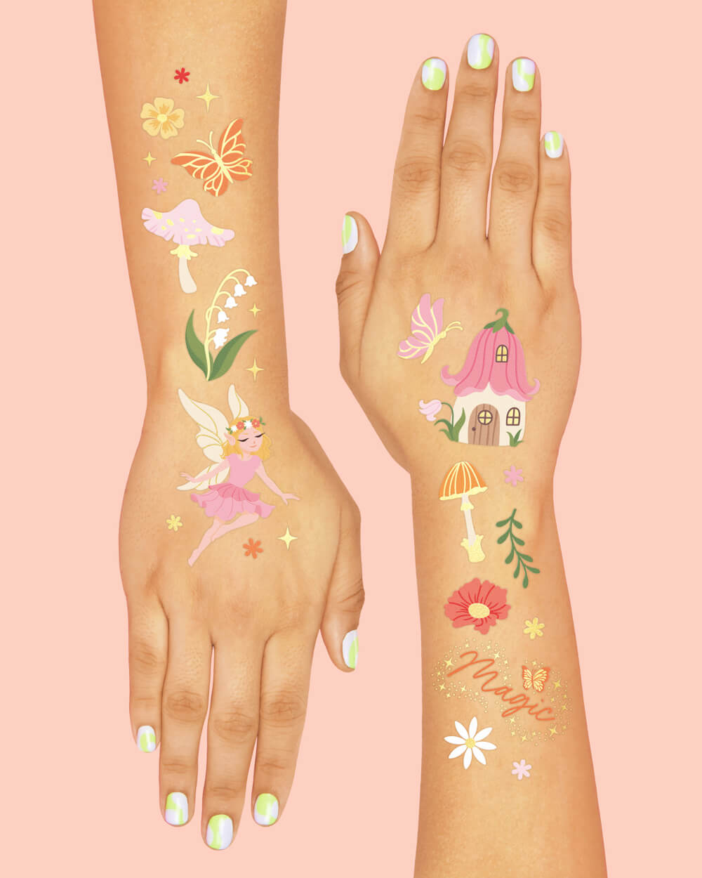 Woodland Fairy Tats - 84 Foil Temporary Tattoos