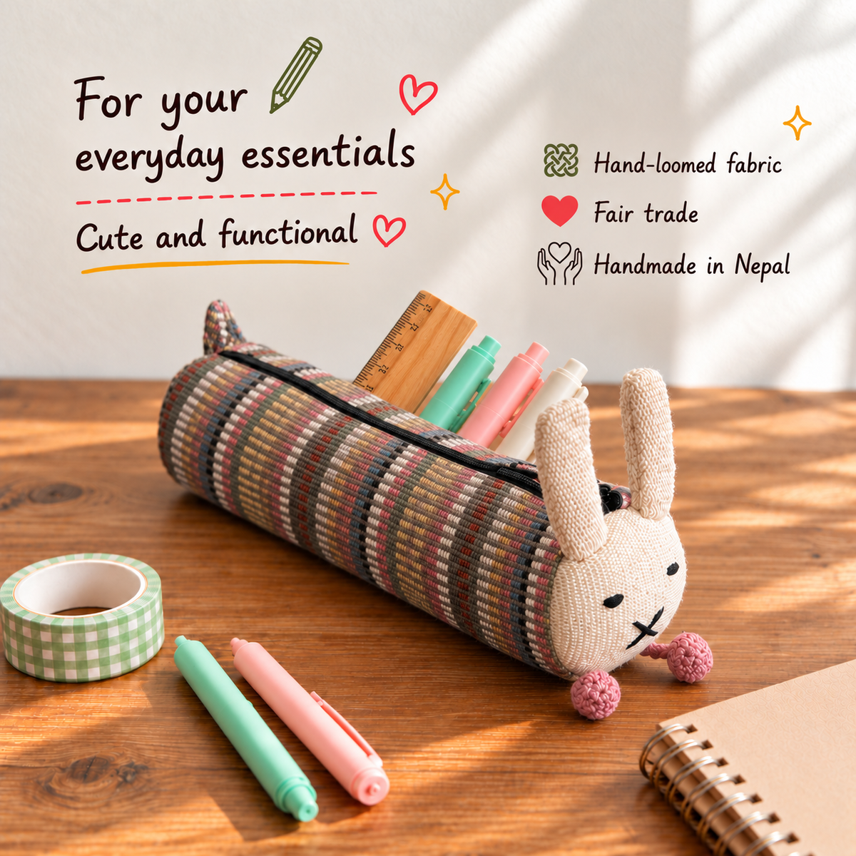 Fair Trade Animal Pen Case - Bunny