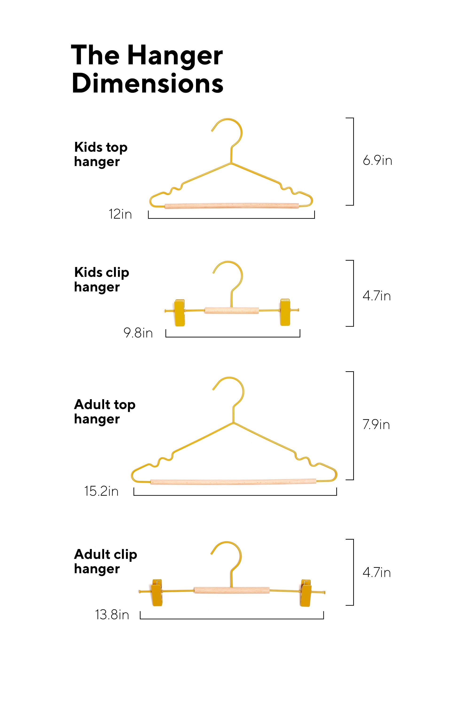 Kids Clip Hangers In Mustard