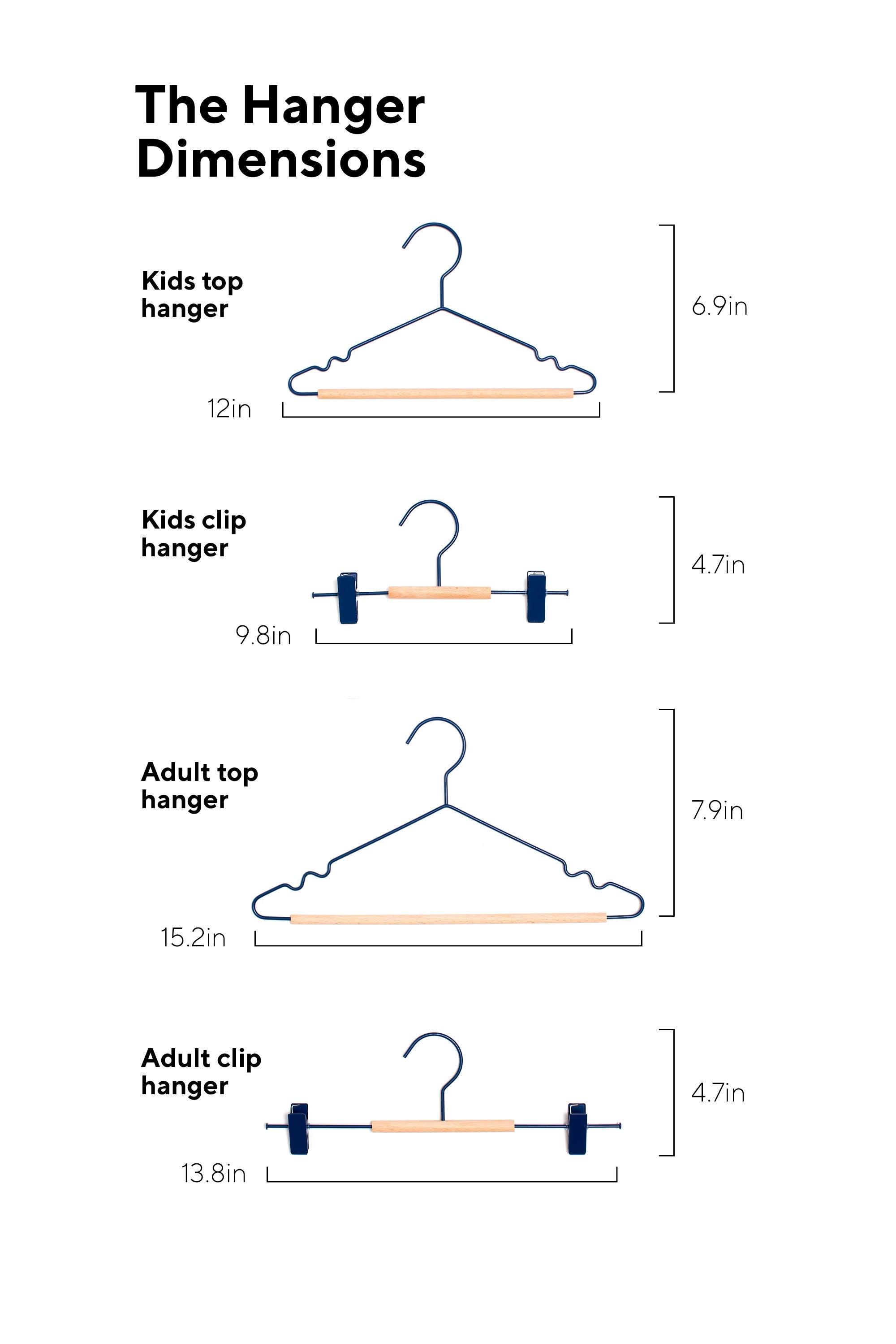 Kids Clip Hangers In Navy