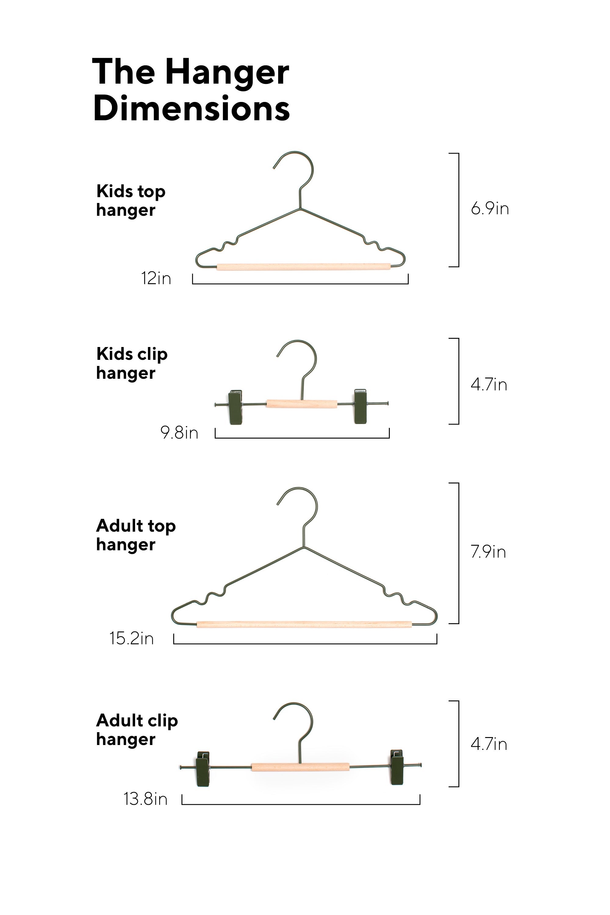 Kids Clip Hangers In Olive