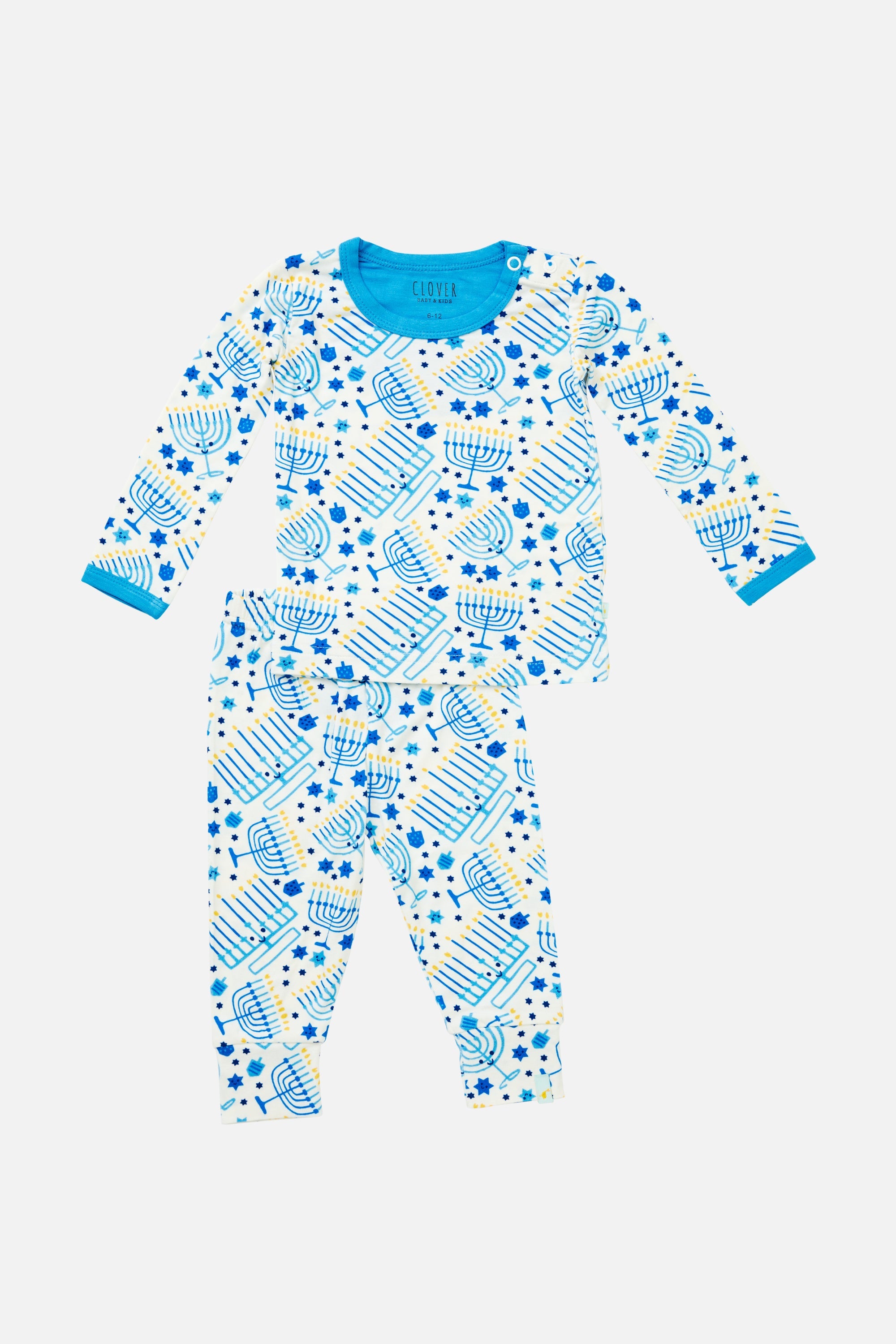 Long Sleeve Pajama Set - Hanukkah Menorahs