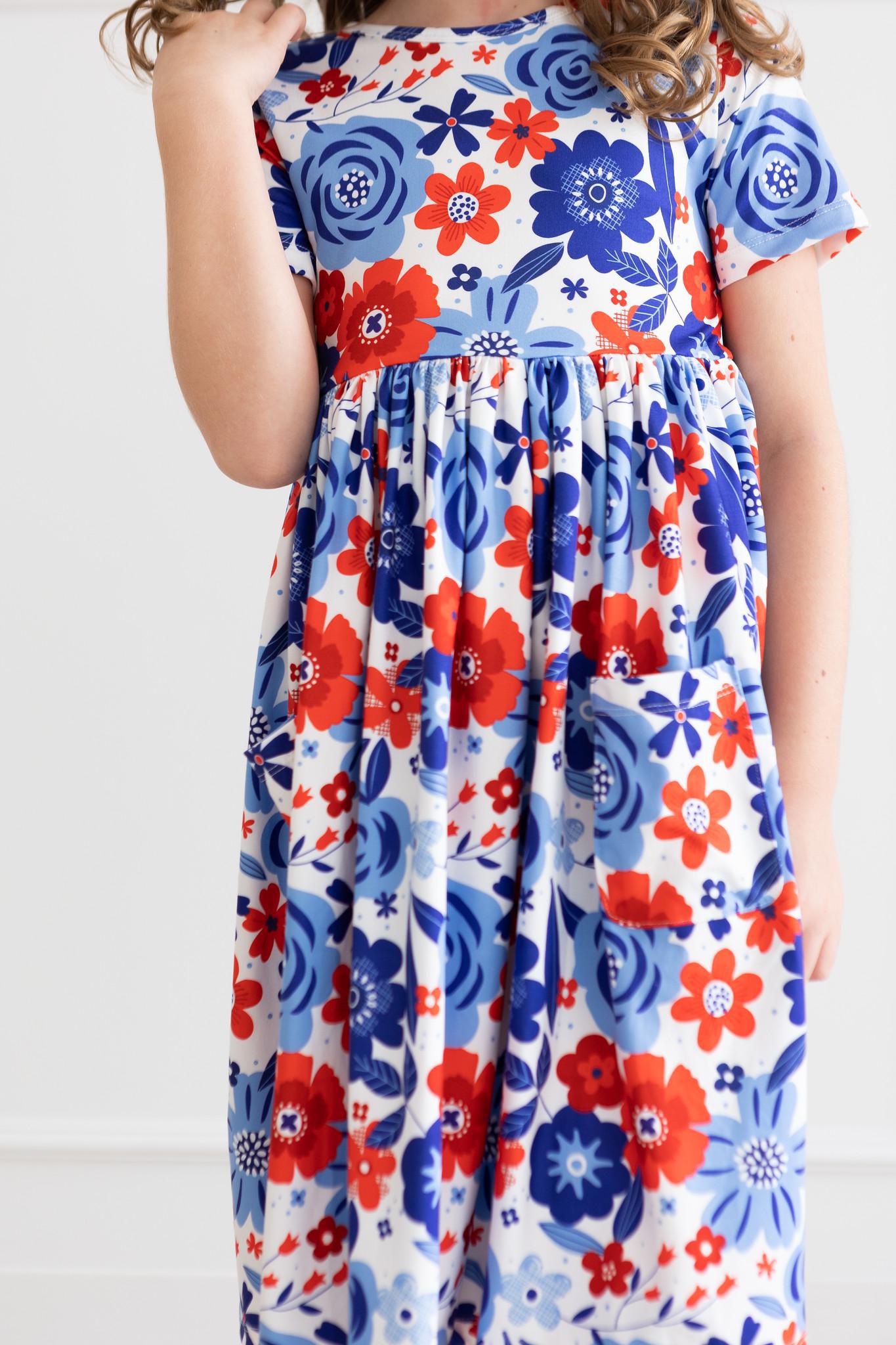 Happy 4th Floral Floral S/s Pocket Twirl Dress