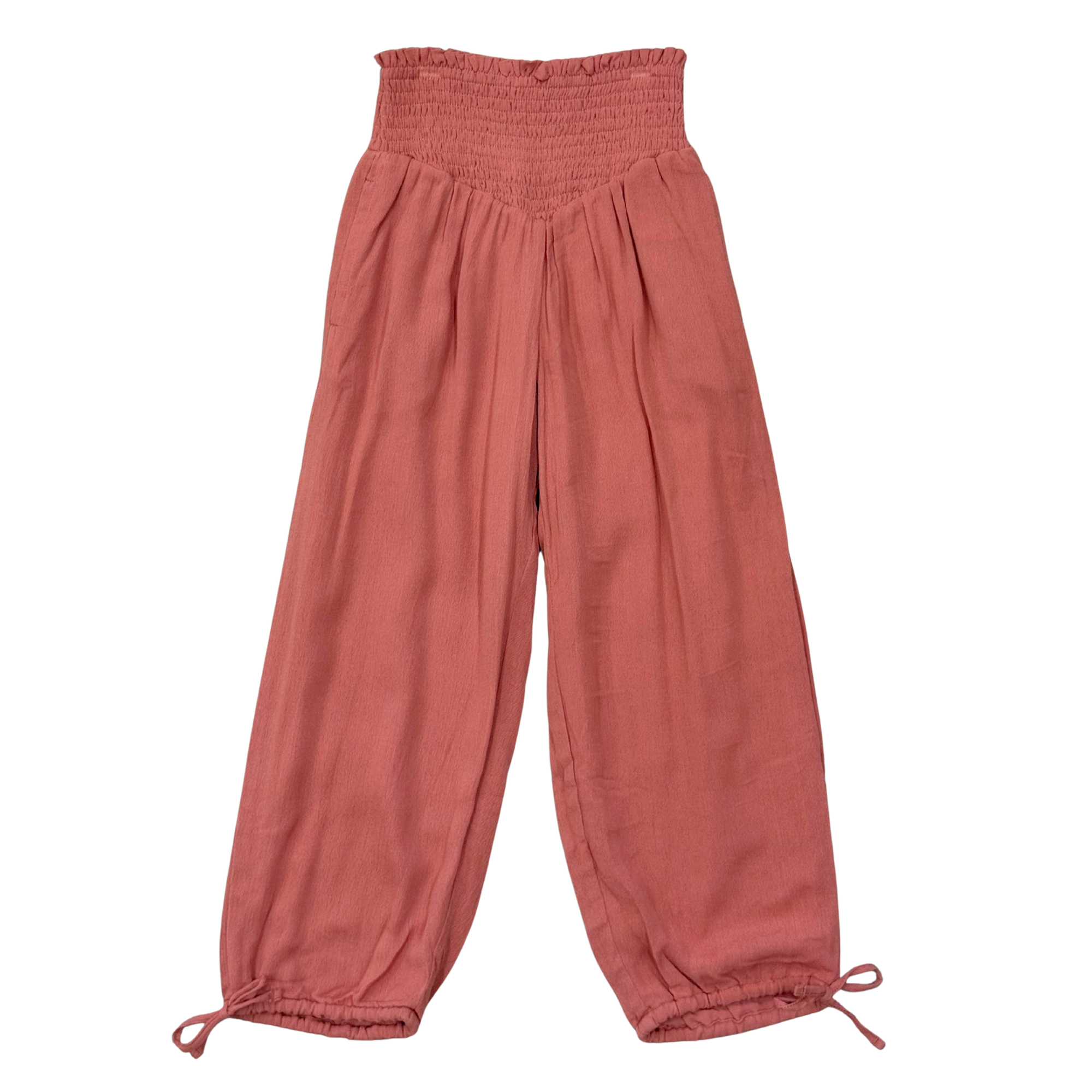 Girls Harem V-waist Tie Pants In Brick Dust