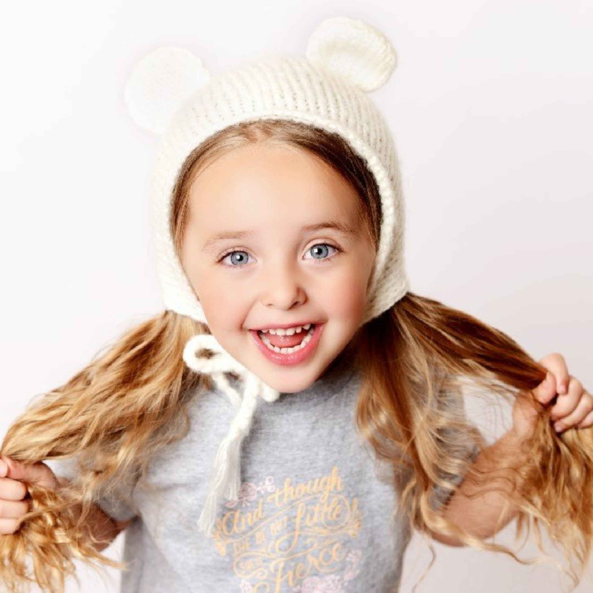 Harper Bear Mohair Knit Bonnet