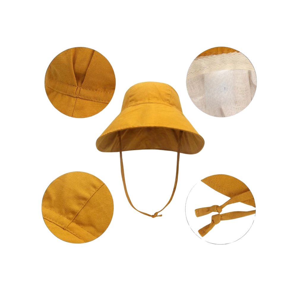 Wide Brim Kids Linen Sun Hat – Breathable Uv Protection Toddler Bucket Hat - Baileys