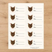 Havana Brown Purrfectly Yours Gift Tag Sticker Sheet