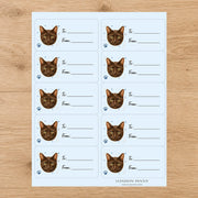 Havana Brown Pawprint Wishes Gift Tag Sticker Sheet