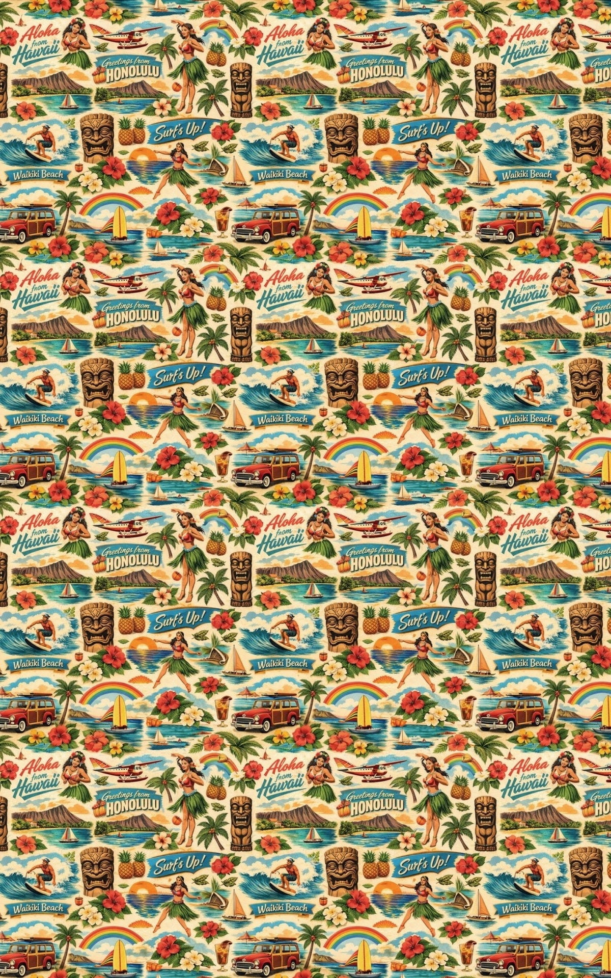 Hawaii Postcard Memories Wrapping Paper