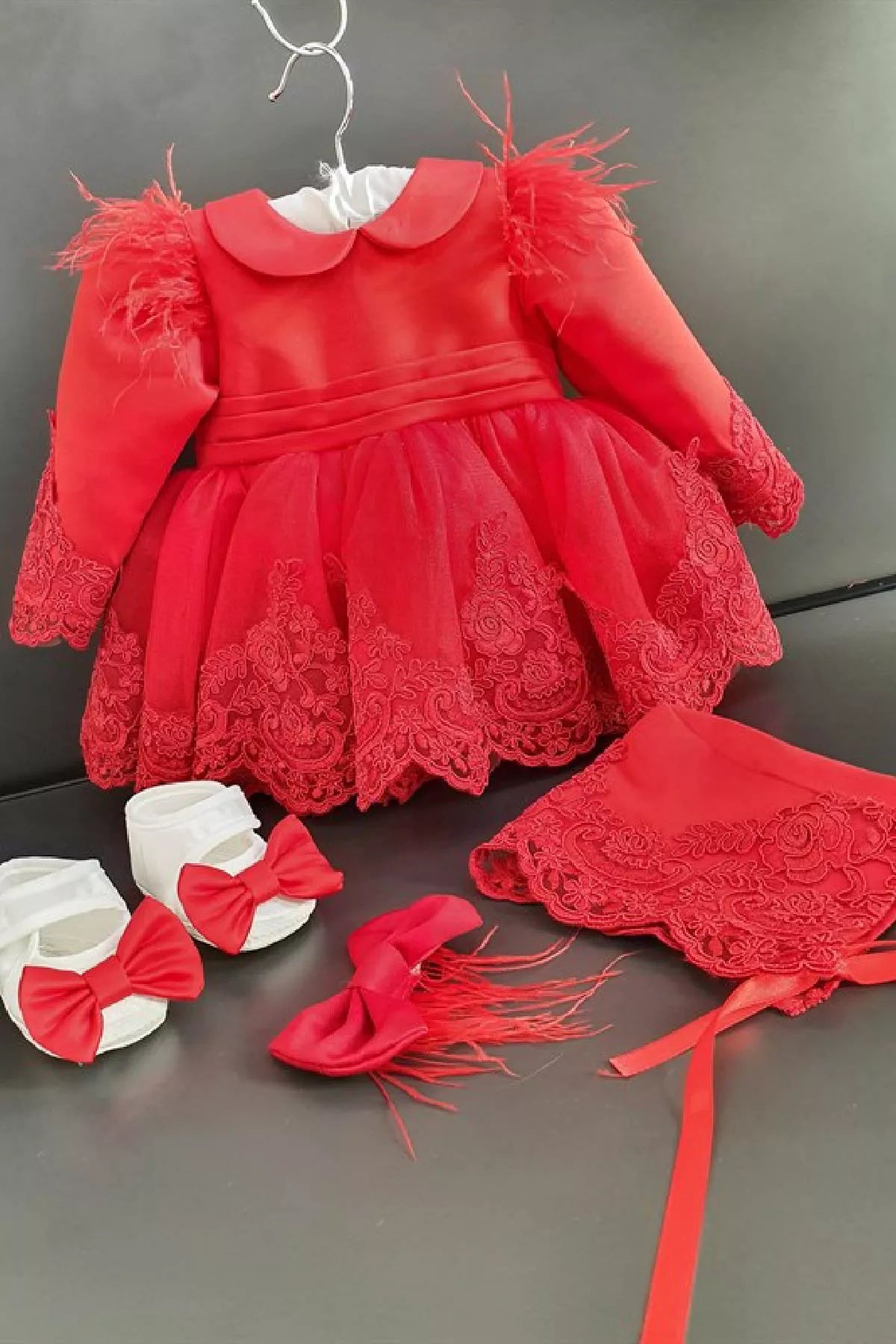 Hazel Red Baby Dress Set