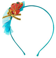 Seashell Tulle And Sequin Headband- Aqua