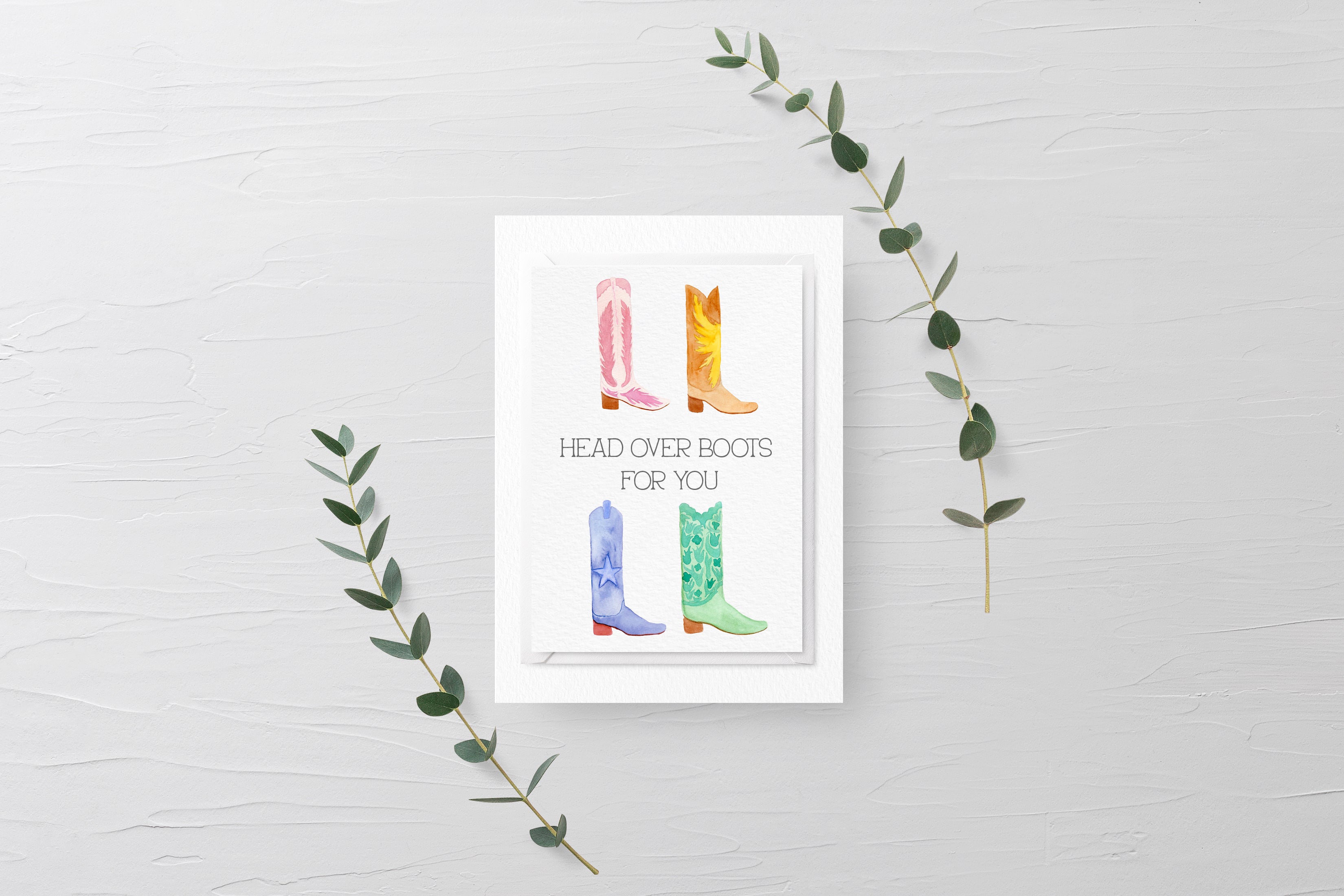 Head Over Boots Greeting Card