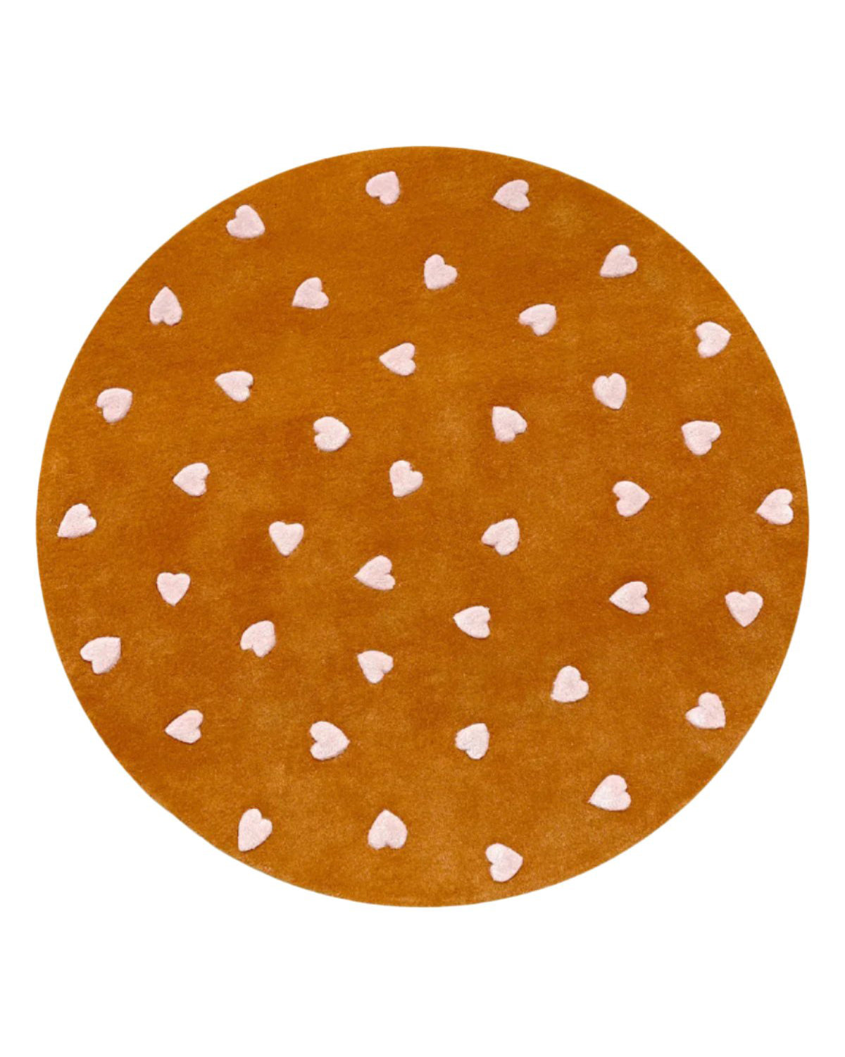 Rug Hearts Brown / Pink Print Round Diam. 3.9 Ft
