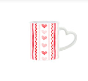 Heart Handle Mug – Valentine’s Day Gift W/ Red & Pink Hearts | Coffee Mug By Josil Paperie