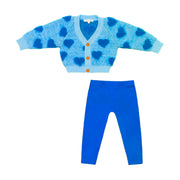 Blue Heart To Heart Cozy Cardigan & Legging Set