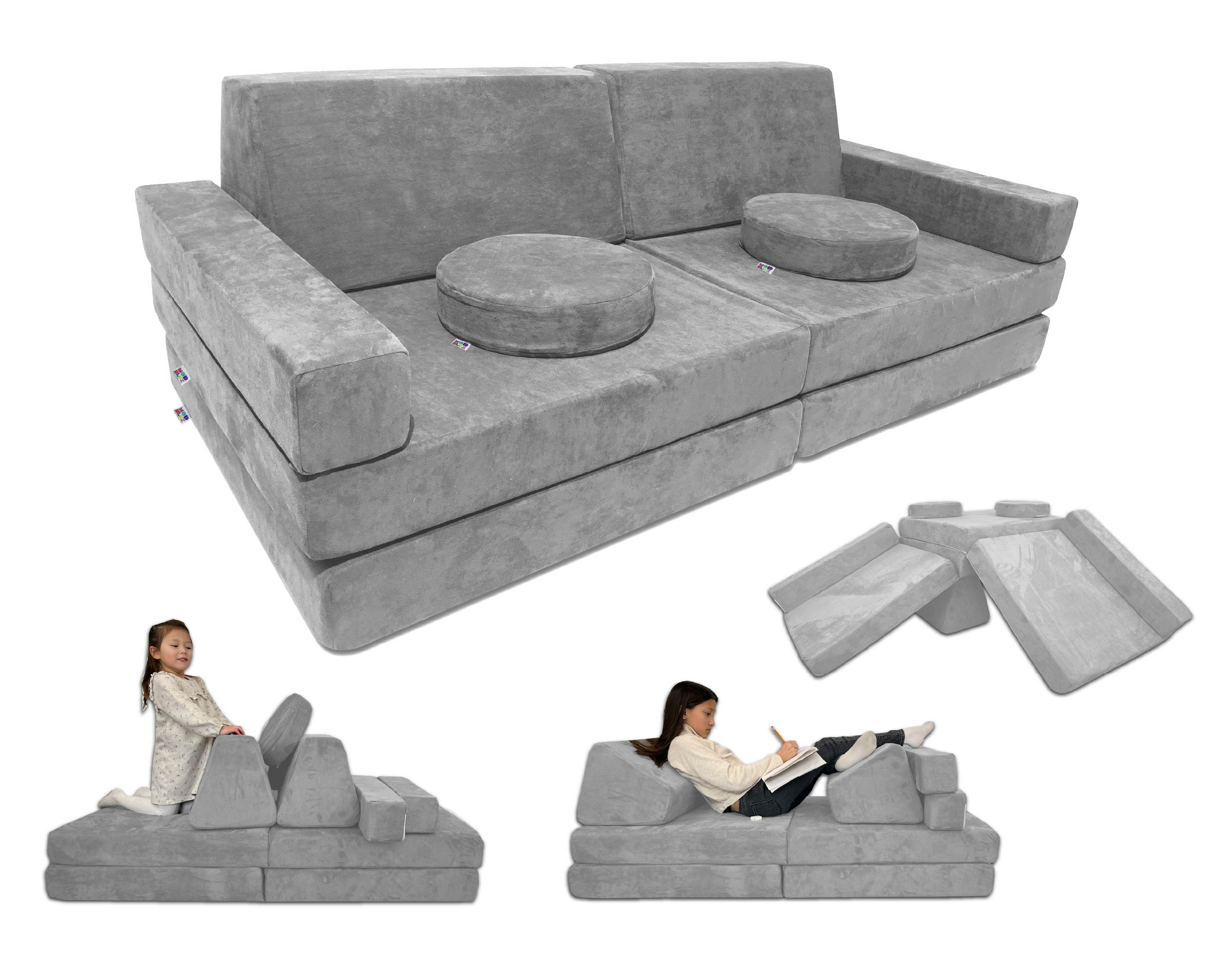 10 Piece Soft Modular Microsuede Foam Kids Play Couch
