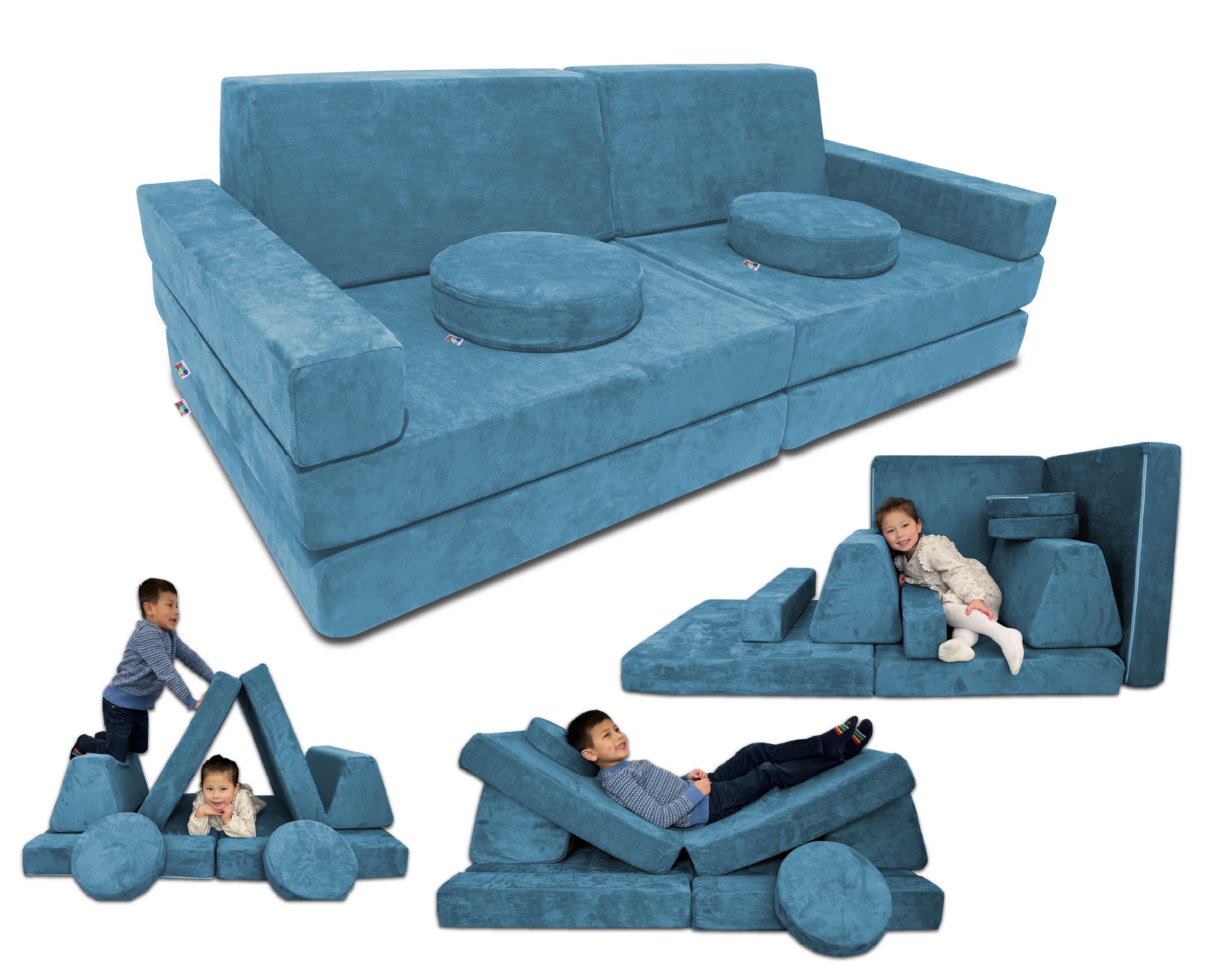 10 Piece Soft Modular Microsuede Foam Kids Play Couch
