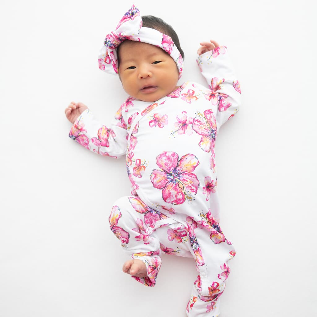 Hibiscus Kiss Bamboo Newborn Coverall