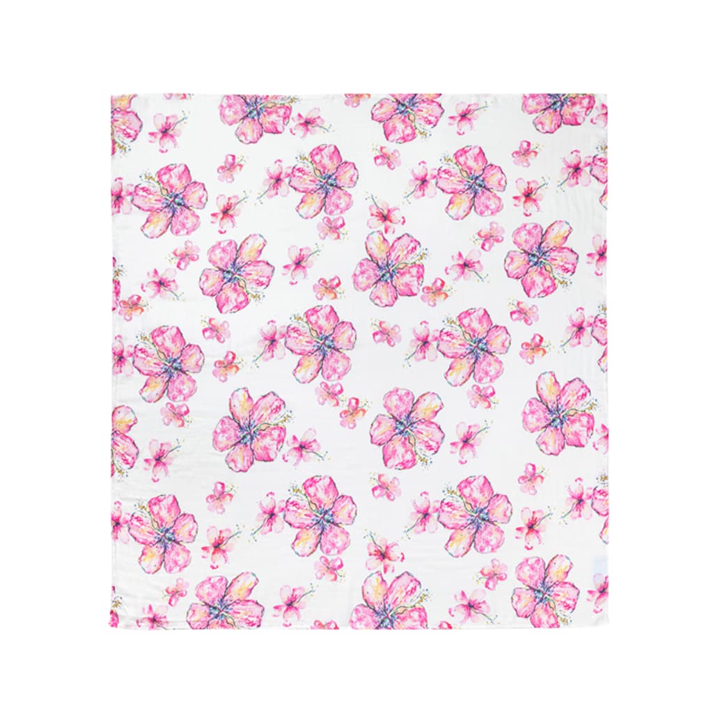 Hibiscus Kiss Muslin Swaddle Blanket