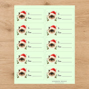 Himalayan Santa Paws Gift Tag Sticker Sheet