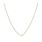 Elsa Side Cross Necklace Black