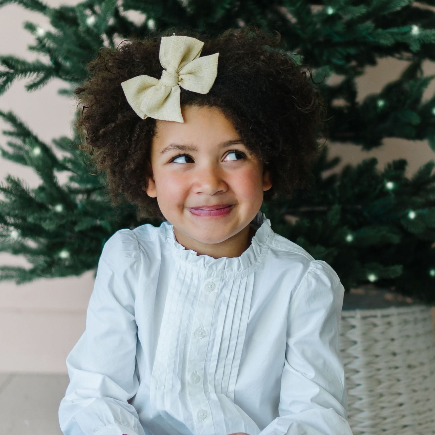 Ruffle Neck Organic Blouse With Pintucks - Baby