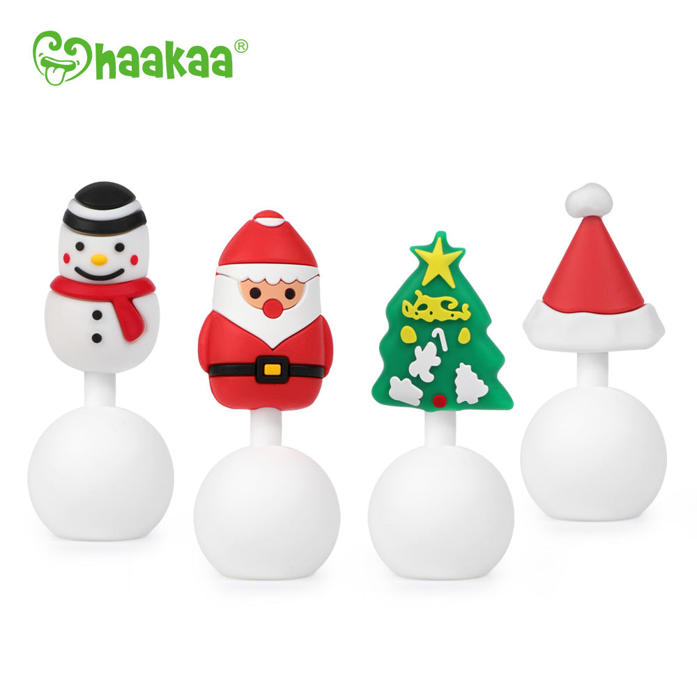 Haakaa Winter Holiday Silicone Breast Pump Stopper Gift Set 4 Pk (limited Edition)