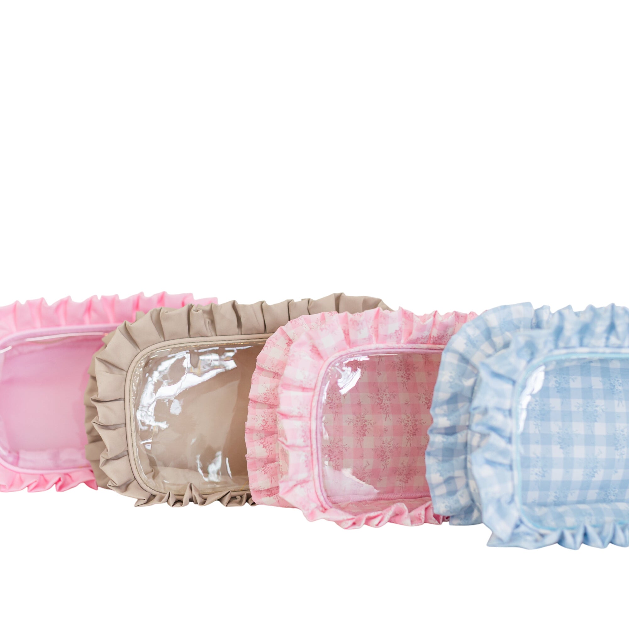 Ruffled Nylon Large Clear Pouch