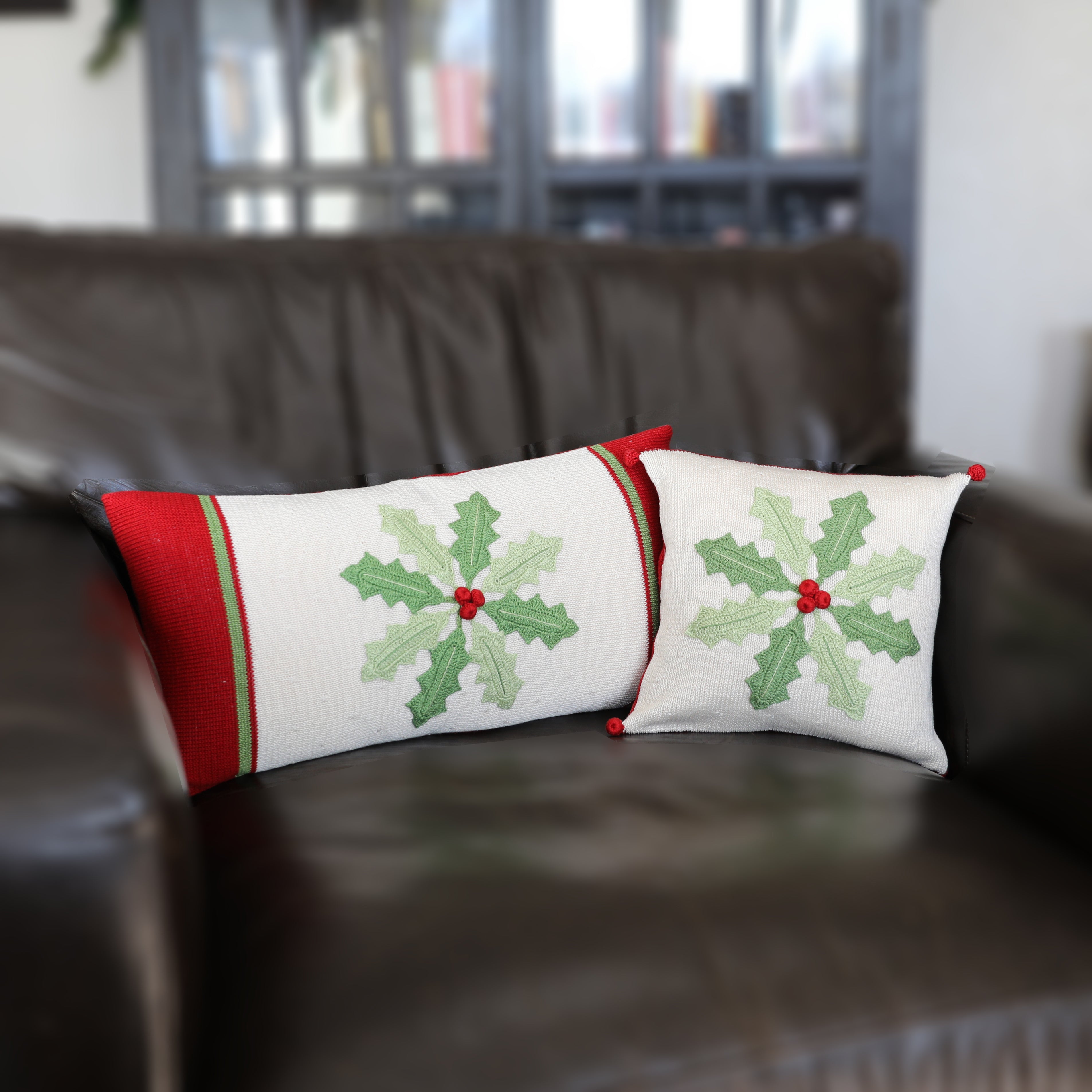 Holly Pinwheel 10" Pillow