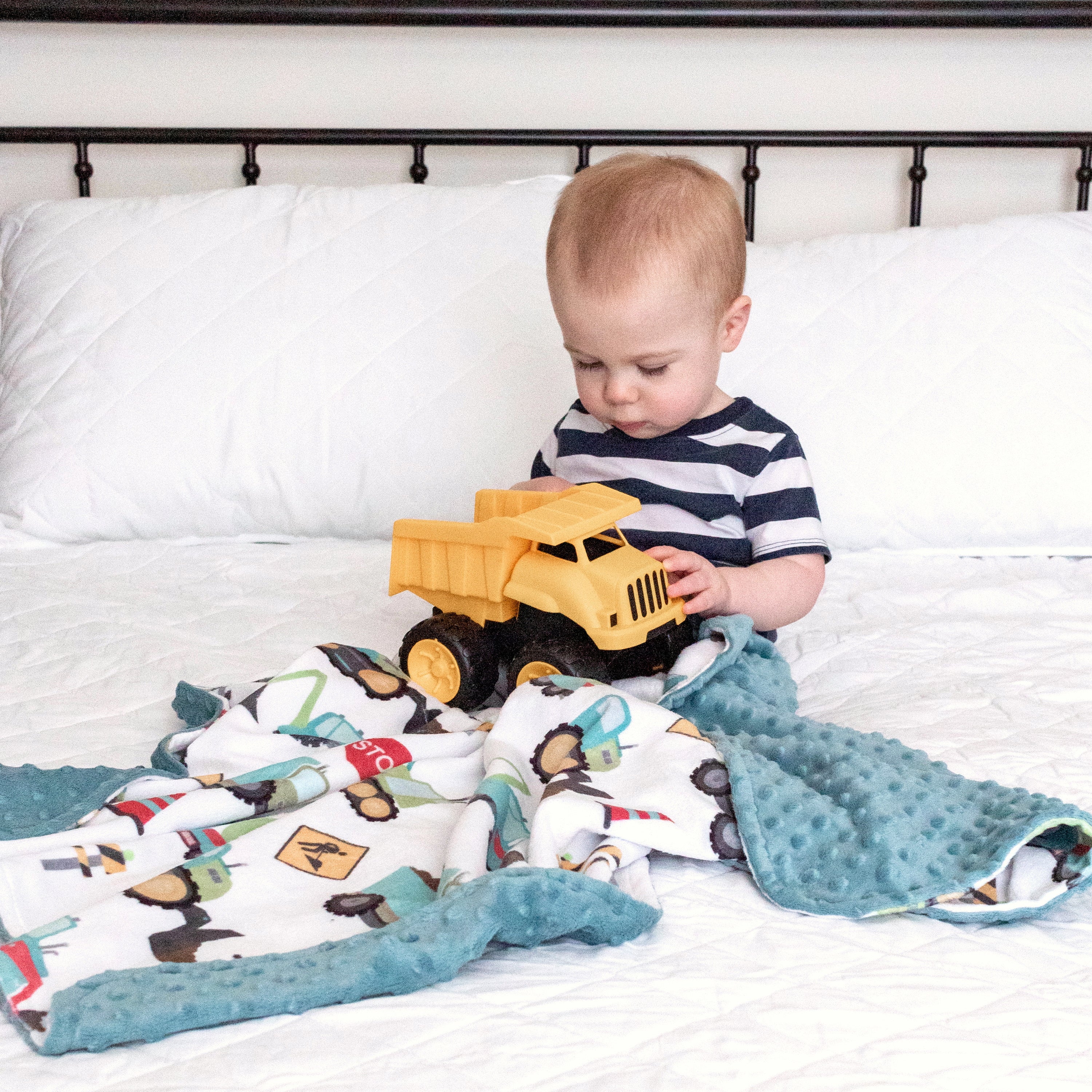 Construction Trucks Minky Baby Blanket