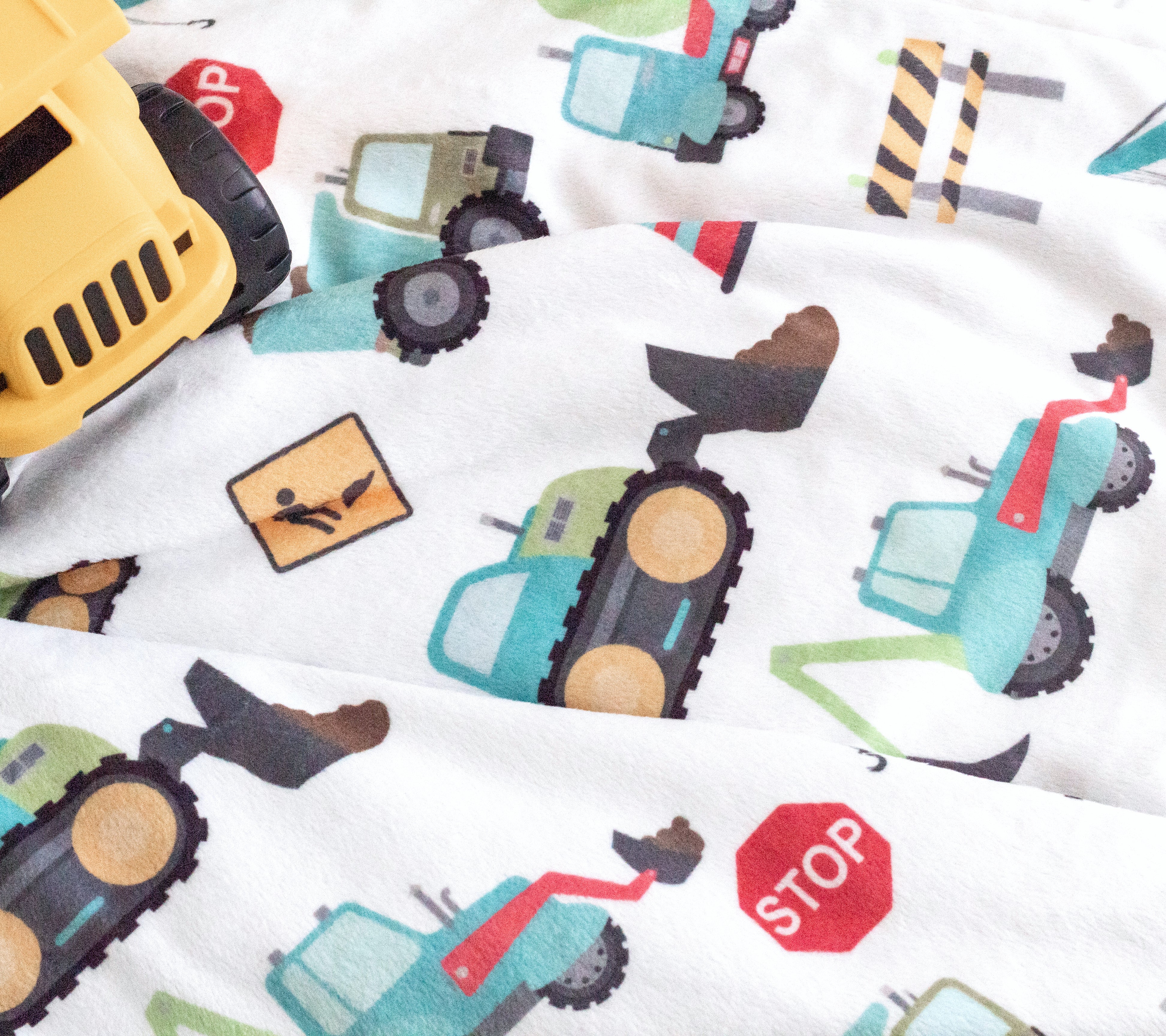 Construction Trucks Minky Baby Blanket