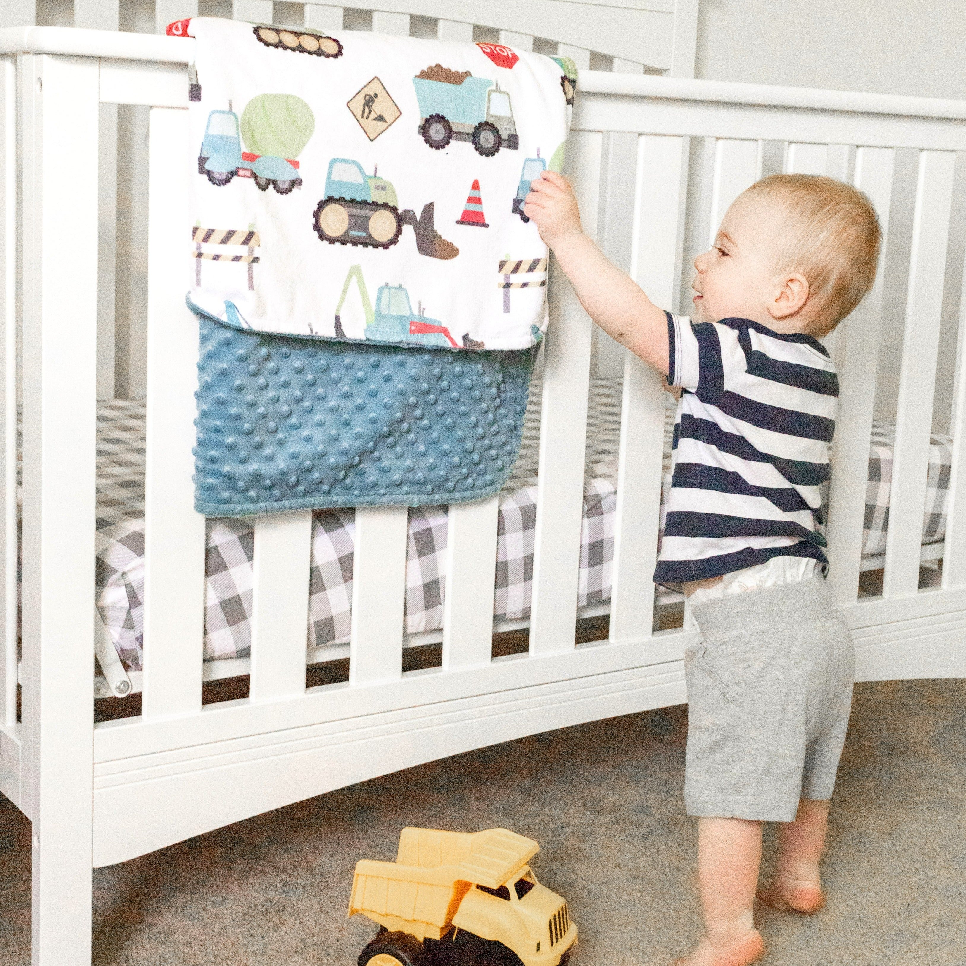 Construction Trucks Minky Baby Blanket