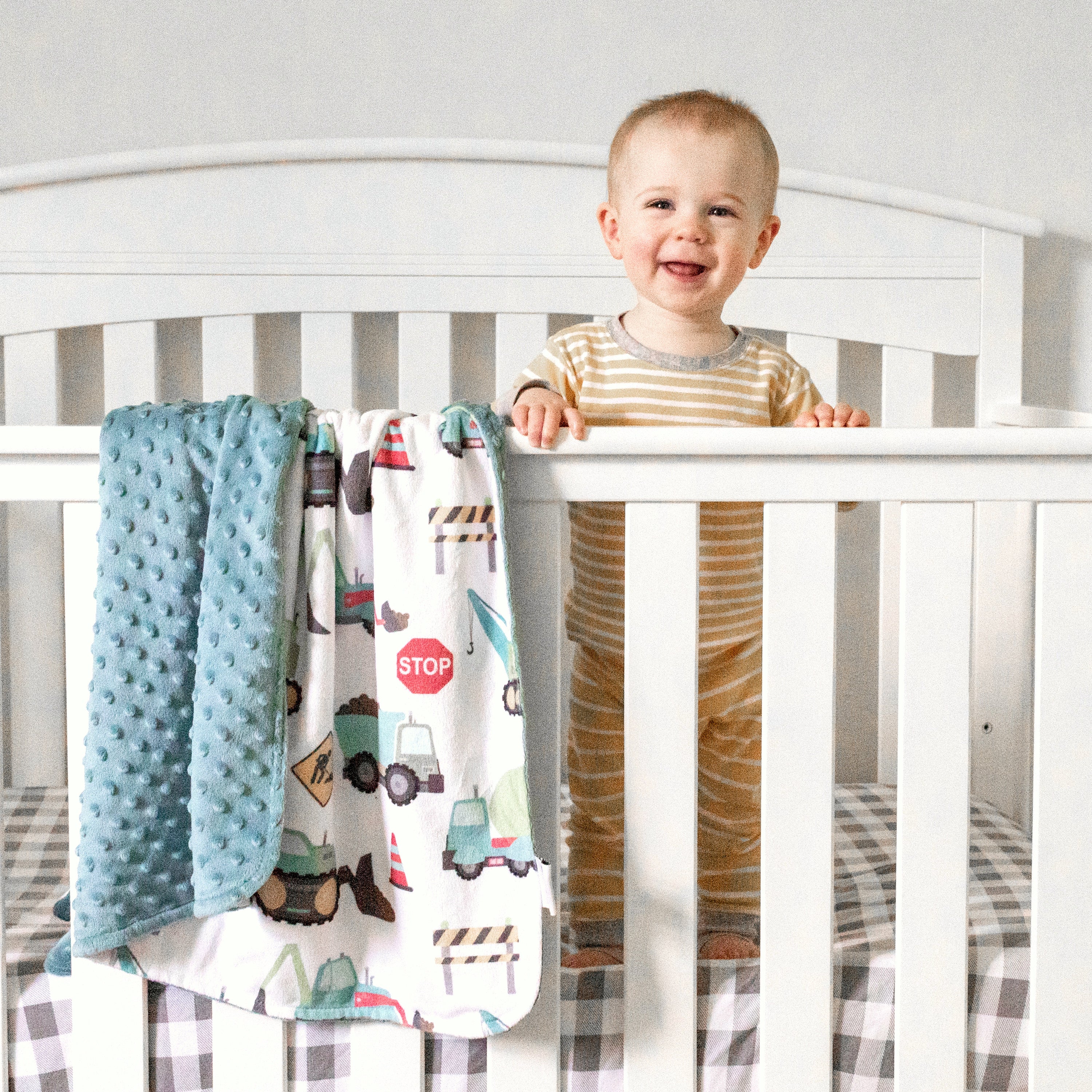 Construction Trucks Minky Baby Blanket