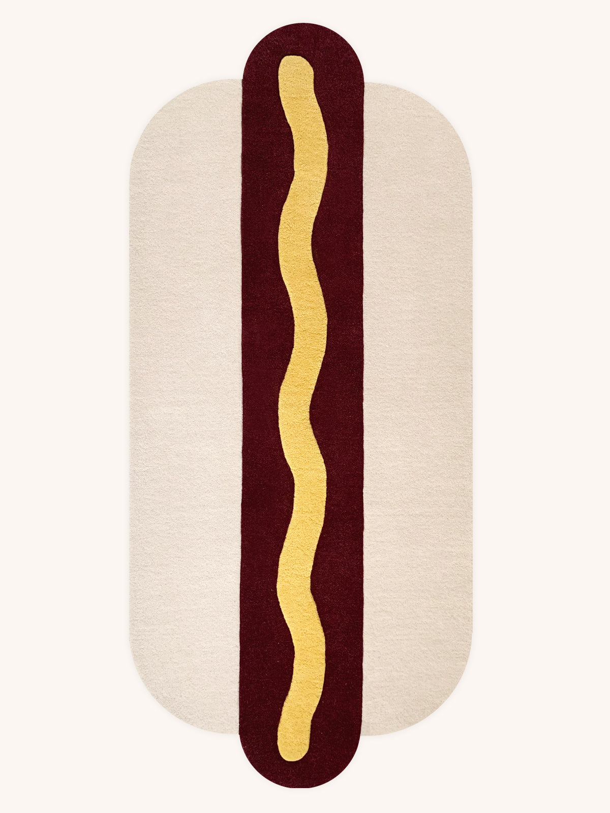 Rug Hot Dog Cream / Maroon And Yellow Print 4 X 6 Ft