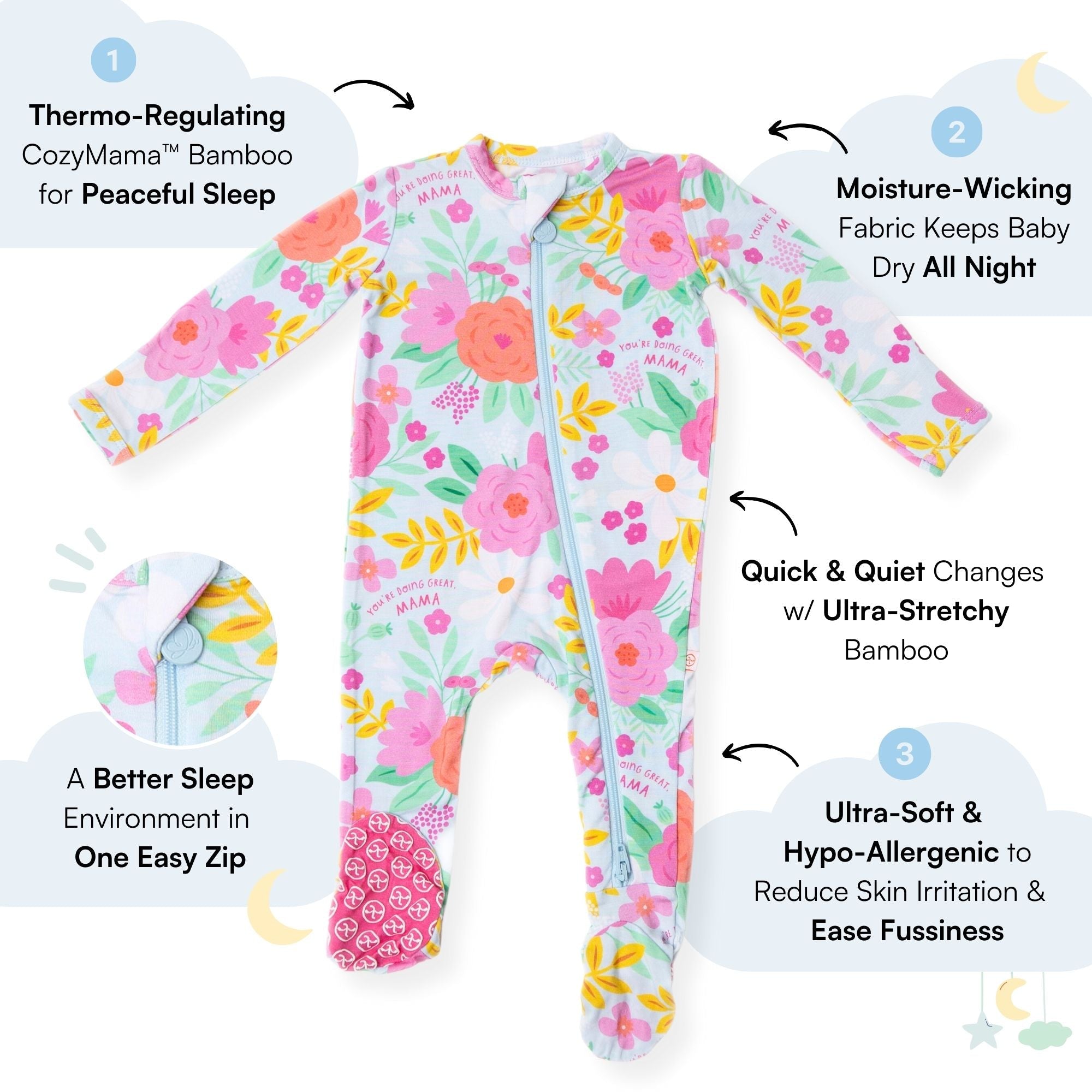 The Second-skin Footie | Flower Power | "you're Doing Great, Mama"