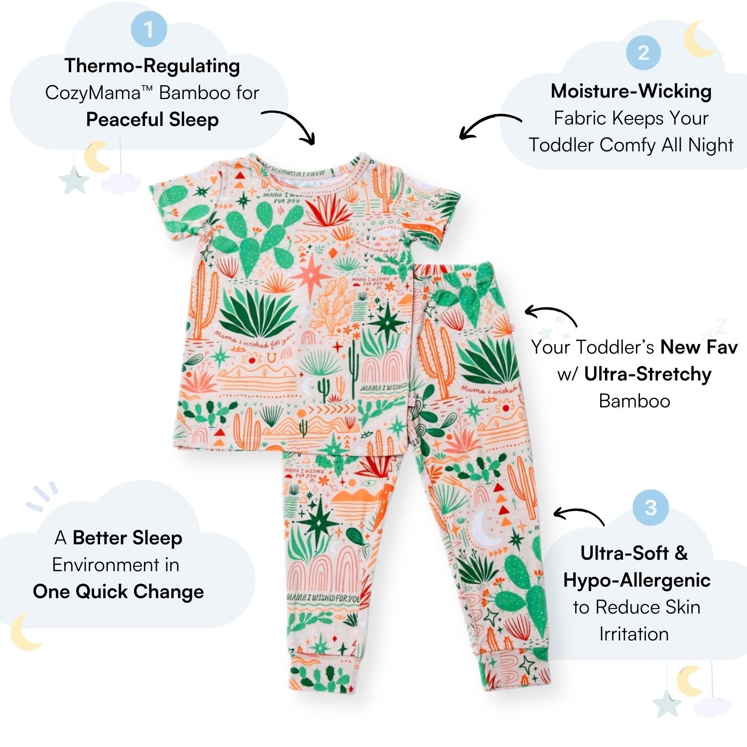 The Second-skin 2-piece Pajama | Desert Cactus Vibes | "mama, I Wished For You"