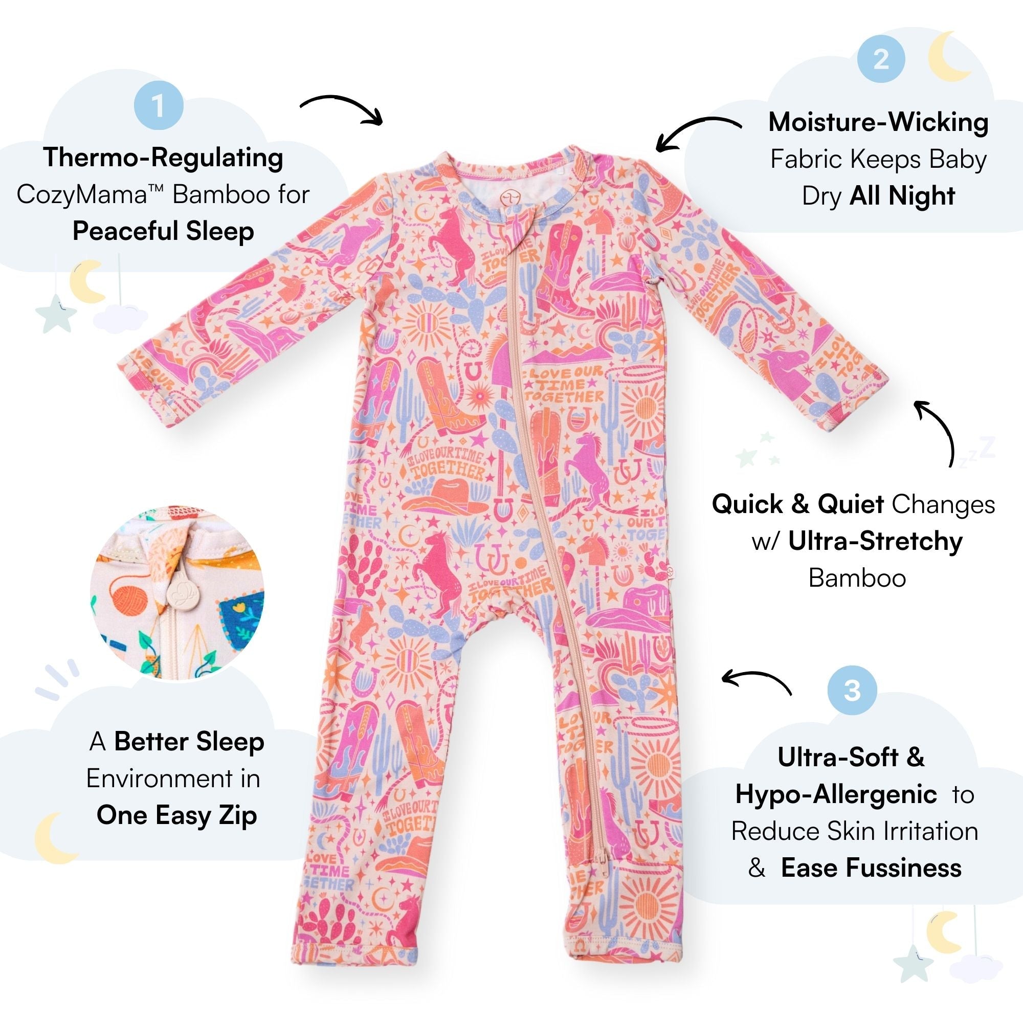 The Second-skin Footless Romper | Saddle Up | "i Love Our Time Together"